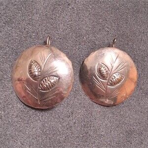 Nye Sterling Pine Cone Earrings Vintage Pierced Wire